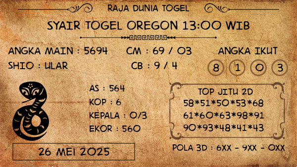 Prediksi Oregon 13:00 WIB