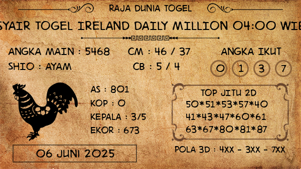 Prediksi Ireland Daily Million 04:00 WIB