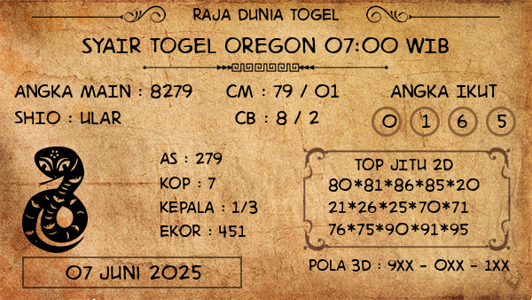 Prediksi Oregon 07:00 WIB