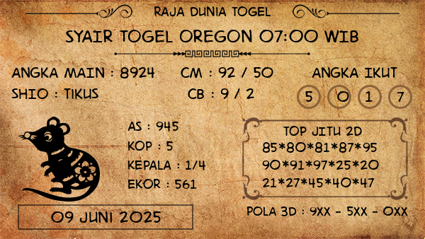 Prediksi Oregon 07:00 WIB