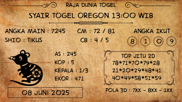 Prediksi Oregon 13:00 WIB